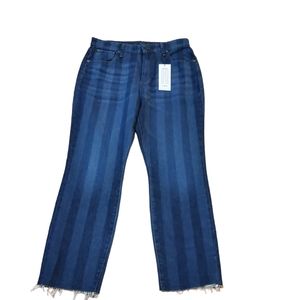 Hale Tammy High Rise Straight Leg with Lazer Stripes Denim Jeans 29